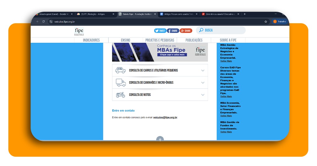 Carro usado como entrada