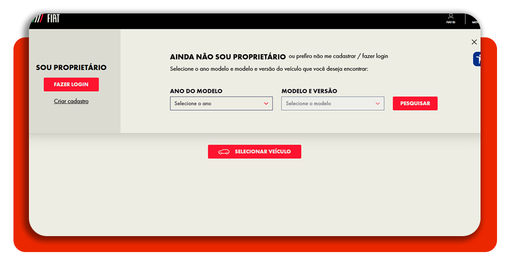 Página de download do manual do Fiat Uno no site oficial