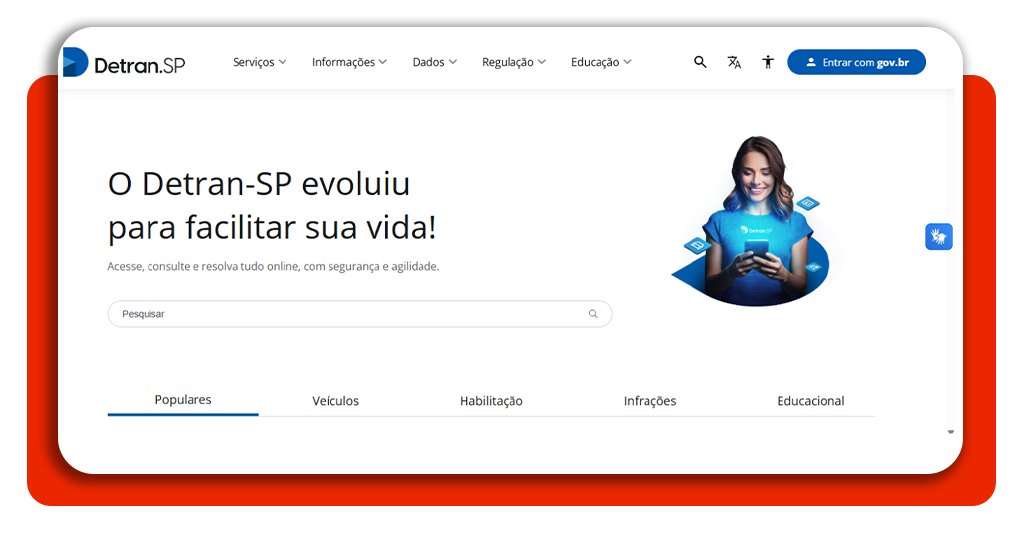 Acesso ao site oficial do Detran para regularizar licenciamento do veículo