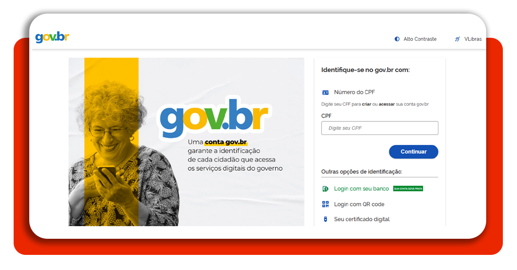 Tela de login no portal do Detran usando CPF e senha do Gov.br