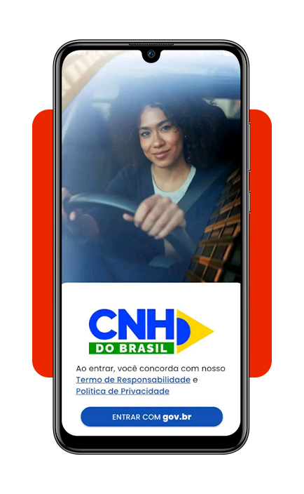 Tela inicial do aplicativo CNH do Brasil para acesso digital aos documentos