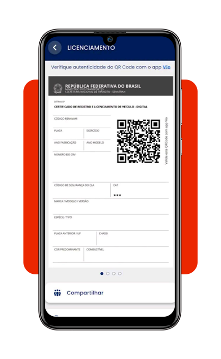 CRLV digital emitido no aplicativo CNH do Brasil após regularização