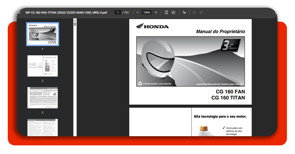 Download gratuito do manual da Honda CG 160