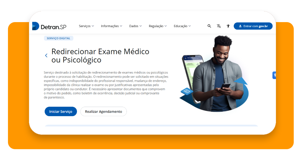 Interface para agendamento de exames médico e psicológico para habilitação de caminhão
