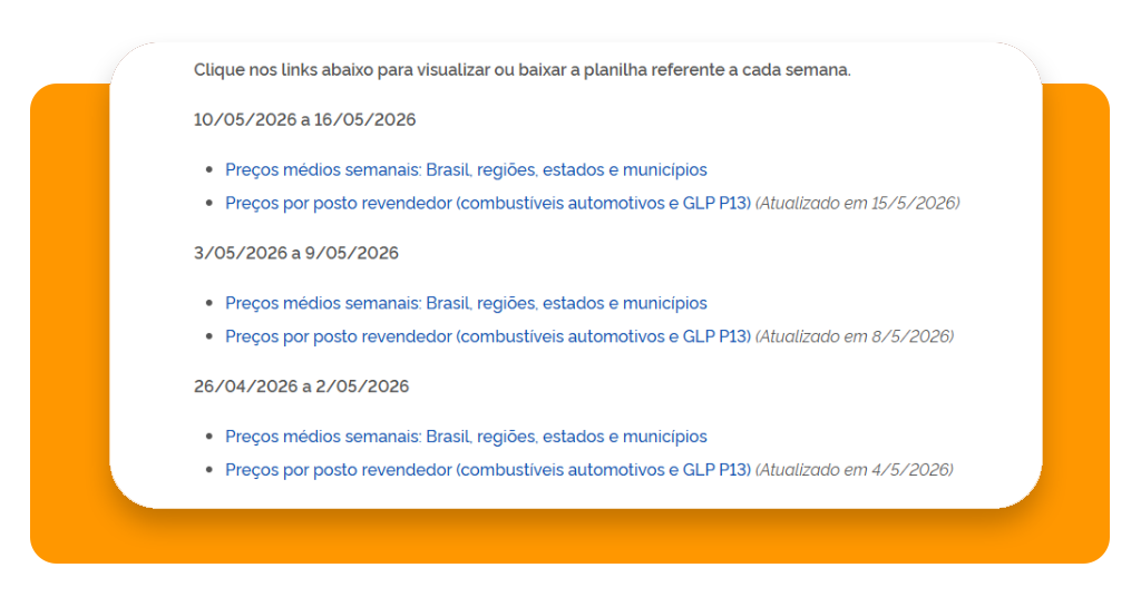 Interface de busca por cidade e seleção de tipo de combustível no aplicativo