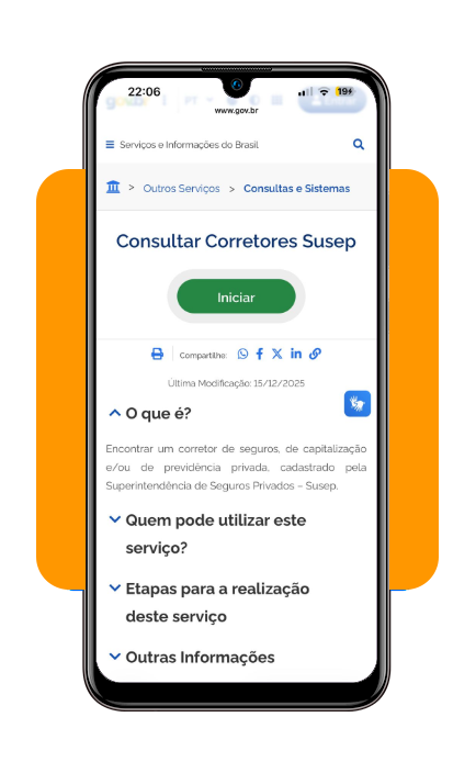 Lista de seguradoras autorizadas pela SUSEP no app Gov.br