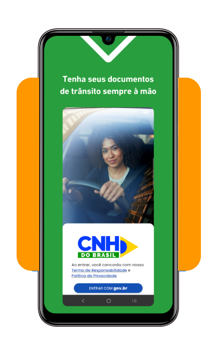 Tela inicial do aplicativo CNH do Brasil mostrando o botão Entrar com gov.br