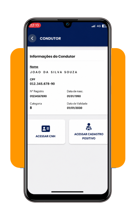 Tela final mostrando as opções Acessar CNH e Baixar CNH