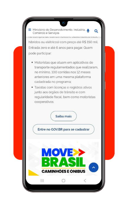 Botão de solicitação de adesão ao empréstimo para caminhoneiro