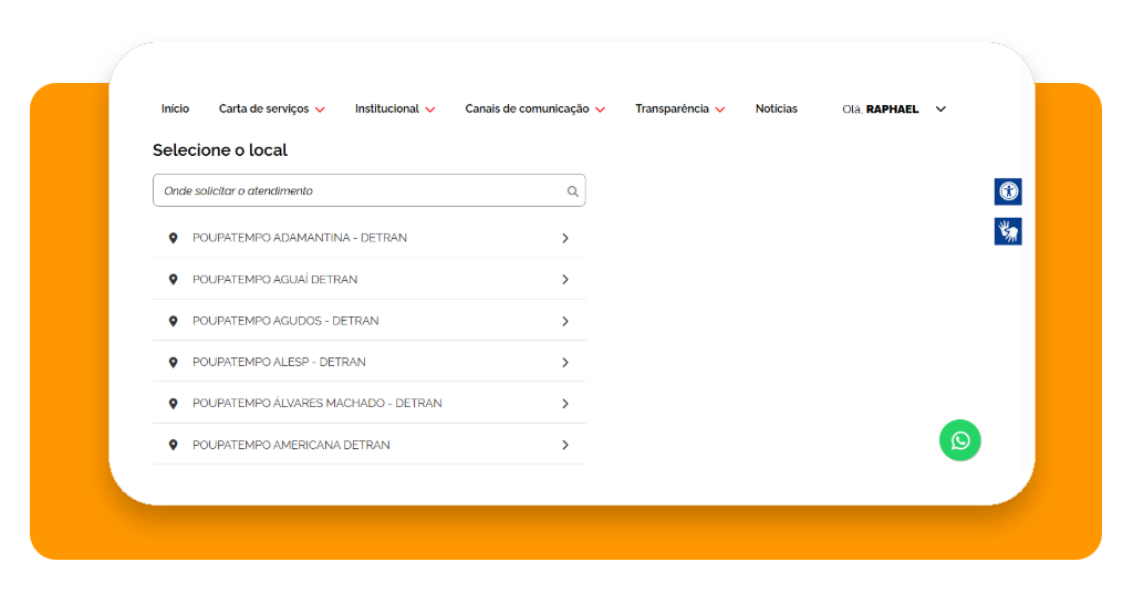 Lista de unidades Poupatempo disponíveis para atendimento presencial