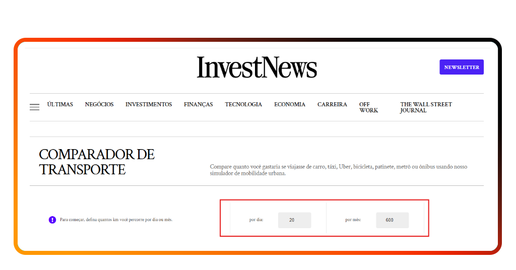 Passo 2 - Preencher informações na ferramenta de comparação